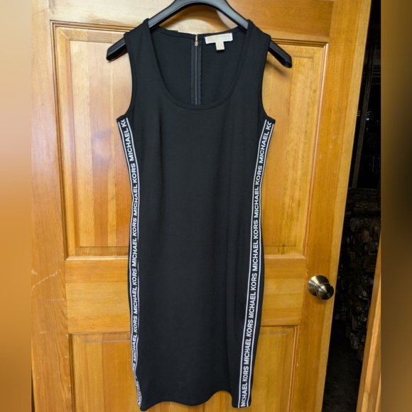 Michael Kors Black Logo Trim Body Con Stretch Dress Size Medium - Picture 7 of 8